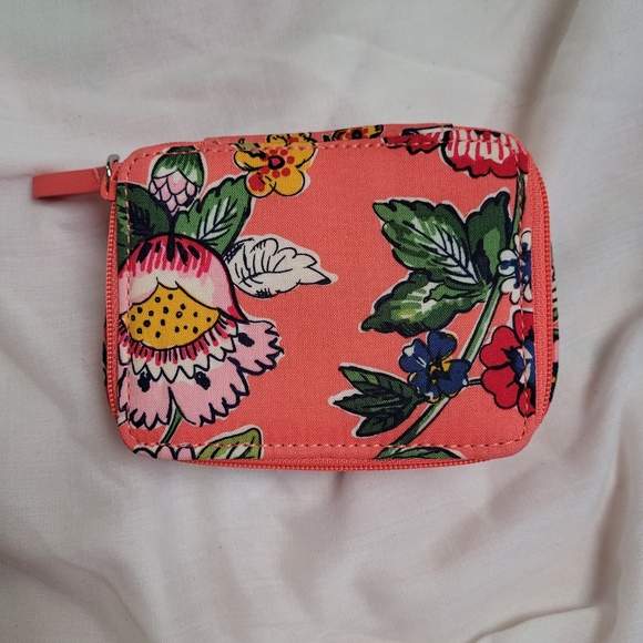 Vera Bradley Coral Floral mini jewlery case/ zip wallet/ pill case - Picture 1 of 13